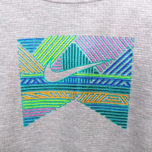 Nike Waffle Knit Gray Long Sleeve Colorful Graphic Top Girls Size Extra Large XL - Picture 4 of 7